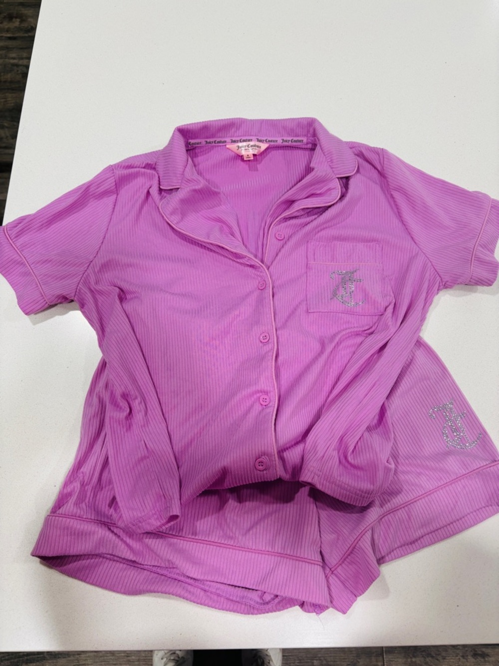 Y2K Juicy Couture Women’s Lavender-Pink Ribbed Pajama Set